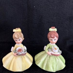 Napco ware set of 2 vintage, porcelain girl figurines